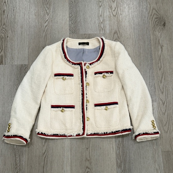 J. Crew Jackets & Blazers - J crew Stylish Cream jacket with Red Accents